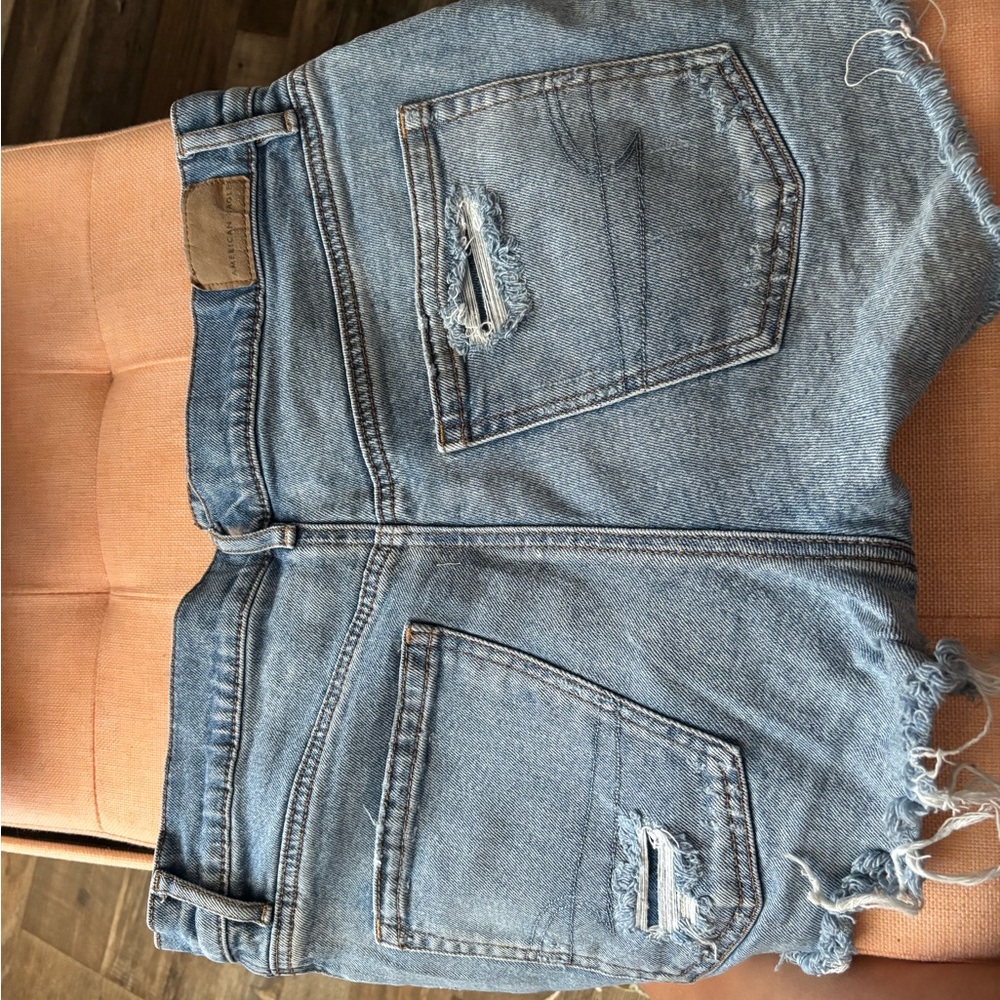 American Eagle Outfitters Light Blue Distressed Denim Shorts